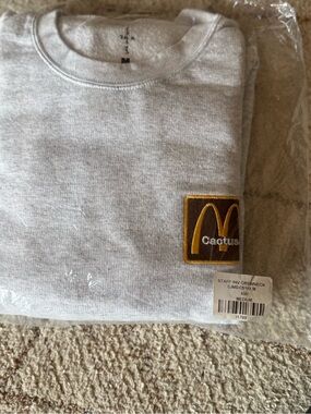 Travis Scott x McDonalds Cactus Jack Staff Crewneck Ash Medium NWT